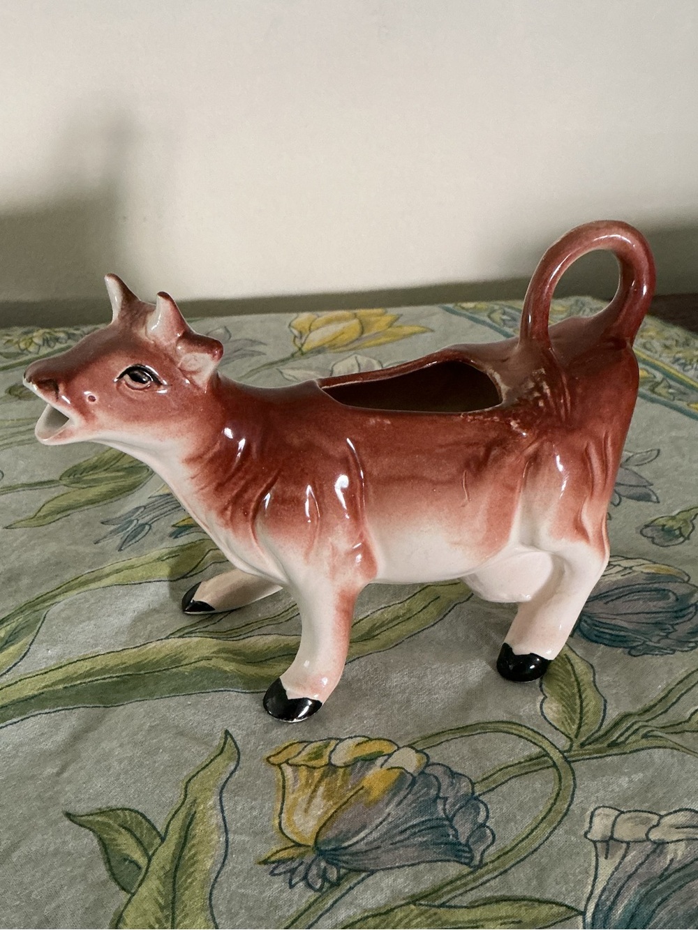 Vintage Japan Cow Creamer in Brown and White with Original Sticker